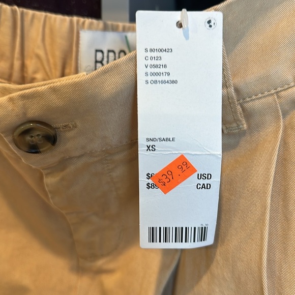 BDG khaki elastic back waistband wide leg trousers size XS NWT - Picture 3 of 4